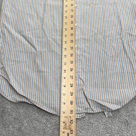 Oleg Cassini For Boonshaft Vintage Dress Shirt Mens 16 33 Brown Blue Striped USA - Picture 11 of 14